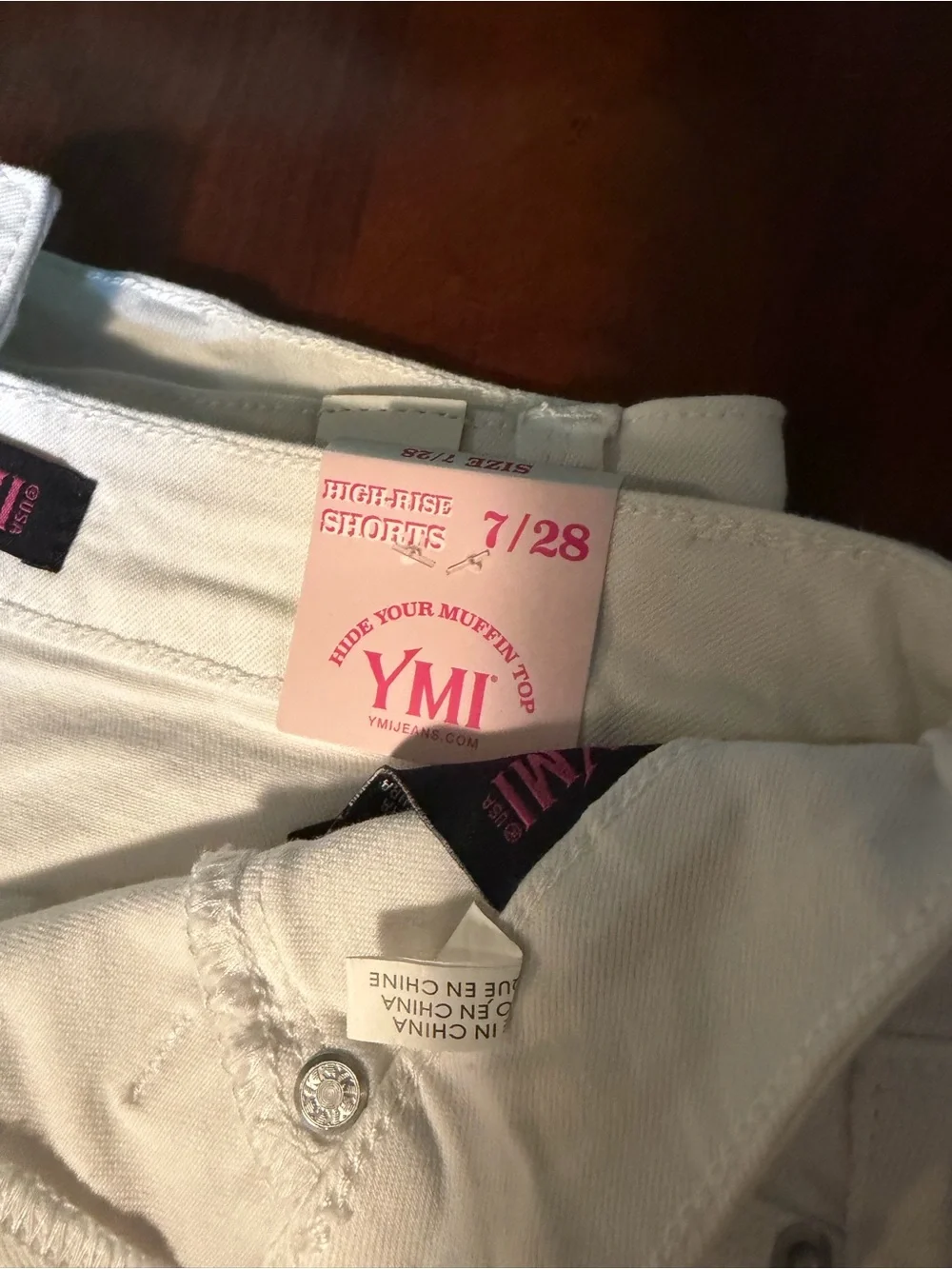 YMI White High-Rise Jean Shorts